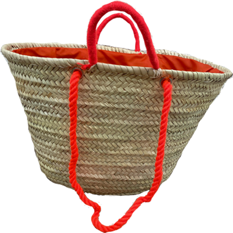 Panier a personnaliser  avec anses cordes (couleur orange)