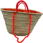 Panier a personnaliser  avec anses cordes (couleur orange)